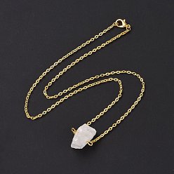 Quartz Crystal Natural Quartz Crystal Irregular Nugget Pendant Necklace, Alloy Jewelry for Women, Golden, 20.47 inch(52cm)