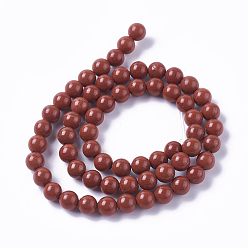 Red Natural Red Jasper Beads Strands, Round, Grade AA, Red, 8mm, Hole: 1mm, about 48pcs/strand, 15.1 inch
