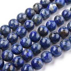 Lapis Lazuli Natural Lapis Lazuli Bead Strands, Round, 10mm, Hole: 1mm, about 38pcs/strand, 15.5 inch(395mm)