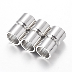 Platinum Alloy Magnetic Clasps with Glue-in Ends, Column, Platinum, 19~21x11mm, Hole: 9mm