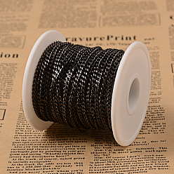 Electrophoresis Black Unwelded 304 Stainless Steel Curb Chains, Twisted Chains, with Spool, Faceted, Electrophoresis Black, 4x3x0.8mm, about 65.61 Feet(20m)/roll