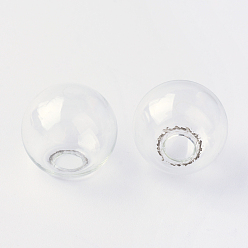 Clear Round Mechanized Blown Glass Globe Ball Bottles, for Stud Earring or Crafts, Clear, 18mm, Half Hole: 3~5mm
