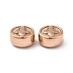 Rose Gold Ion Plating(IP) 304 Stainless Steel Beads, Flat Round with Fleur De Lis, Rose Gold, 10x6mm, Hole: 1.6mm