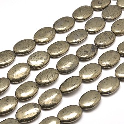Pyrite Oval Natural Pyrite Beads Strands, 18x13x6mm, Hole: 1mm, about 22pcs/strand, 15.7 inch