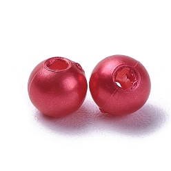 Red Imitation Pearl Acrylic Beads, Dyed, Round, Red, 4x3.5mm, Hole: 1mm, about 18100pcs/pound