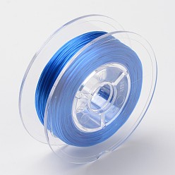 Blue Japanese Eco-Friendly Dyed Flat Elastic Crystal String, Elastic Beading Thread, for Stretch Bracelet Making, Flat, Blue, 0.6mm, about 60m/roll(65.62yards/roll)