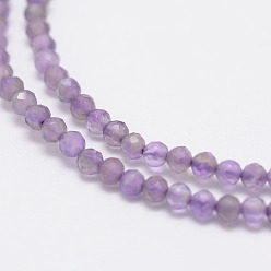 Amethyst Natural Amethyst Beads Strands, Round, Faceted, 2mm, Hole: 0.5mm, about 220pcs/strand, 15.7 inch(40cm)