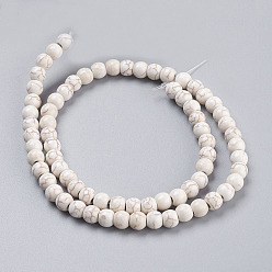 Magnesite Synthetic Magnesite Beads Strands, Round, 6mm, Hole: 0.8mm, about 74~76pcs/strand, 16 inch