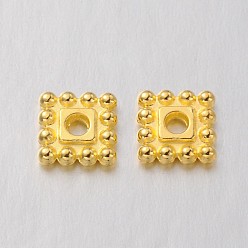 Doré   Perles de séparateur de style tibétain , sans plomb et sans cadmium, carrée, or, 7x7x2mm, Trou: 2mm