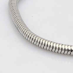 Stainless Steel Color 304 Stainless Steel European Style Round Snake Chains Bracelets, with Lobster Claw Clasps, Stainless Steel Color, 145x3mm