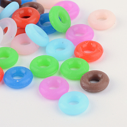 Mixed Color Rubber O Rings, Donut Spacer Beads, Fit European Clip Stopper Beads, Mixed Color, 2mm