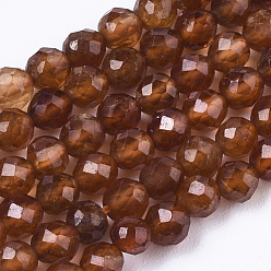 Garnet Natural Orange Garnet Beads Strands, Faceted, Round, 3mm, Hole: 0.7mm, about 110pcs/strand, 15.16 inch(38.5cm)