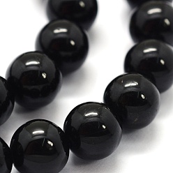 Tourmaline Natural Black Tourmaline Beads Strands, Grade A, Round, 4mm, Hole: 0.6mm, about 91pcs/strand, 15.7 inch(40cm)