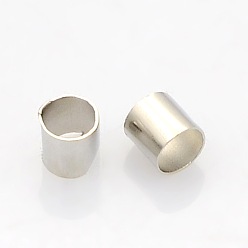 Platinum Brass Crimp Beads, Tube, Cadmium Free & Nickel Free & Lead Free, Platinum, 3x3mm, Hole: 2.5mm