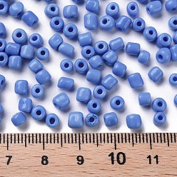 Bleu Bleuet Perles de rocaille en verre, opaque graine de couleurs, petites perles artisanales pour la fabrication de bijoux bricolage, ronde, bleuet, 4mm, Trou: 1.5 mm, environ 4500 pcs / livre
