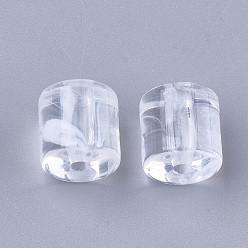 Clear Acrylic Beads, Imitation Gemstone, Column, Clear & White, 10x9.5mm, Hole: 2mm, about 580pcs/500g
