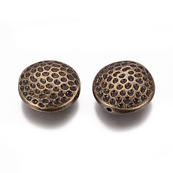 Antique Bronze Tibetan Style Beads, Zinc Alloy Beads, Lead Free & Nickel Free & Cadmium Free, Flat Round, Antique Bronze Color, 17mm in diameter, 6mm thick, hole: 1mm