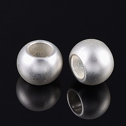 Matte Silver Color Alloy Beads, Lead Free & Nickel Free & Cadmium Free, Rondelle, Matte Silver, 11.5x8.5mm, Hole: 6mm
