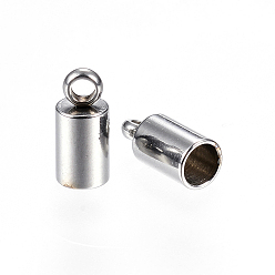 Stainless Steel Color 304 Stainless Steel Cord Ends, End Caps, Stainless Steel Color, 9x4mm, Hole: 1.5mm, Inner Diameter: 3.2mm