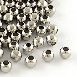 Platinum Iron Round Beads, Platinum, 6mm, Hole: 2~2.5mm