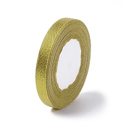Gold Glitter Metallic Ribbon, Sparkle Ribbon, DIY Material for Organza Bow, Double Sided, Golden Color, Size: about 12mm wide, 25 yards/roll, 10rolls/group, 250yards/group