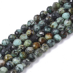 Turquoise Africaine Brins de perles turquoises africaines naturelles (jaspe), facette, ronde, 4mm, Trou: 0.7mm, Environ 96~97 pcs/chapelet, 15.16 pouce (38.5 cm)
