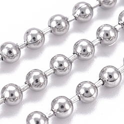 Stainless Steel Color 304 Stainless Steel Ball Chains, with Spool, Stainless Steel Color, 3mm, about 32.8 Feet(10m)/roll