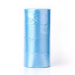 Sky Blue Single Face Satin Ribbon, Polyester Ribbon, Sky Blue, 2 inch(50mm), about 25yards/roll(22.86m/roll), 100yards/group(91.44m/group), 4rolls/group