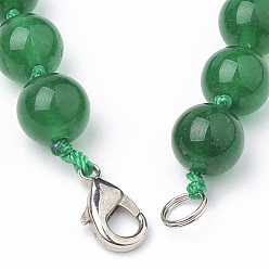 Malaysia Jade Natural Malaysia Jade Beaded Necklaces, with Alloy Lobster Clasps, Round, 18.8 inch~19.2  inch(48~49cm), round: 10mm