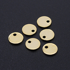Golden 201 Stainless Steel Laser Cut Charms, Blank Stamping Tag, Flat Round, Golden, 6x1mm, Hole: 1.2mm