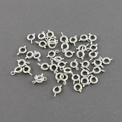 Silver Brass Spring Ring Clasps, Cadmium Free & Lead Free, Silver Color Plated, 10x6x1.5mm, Hole: 1.5mm