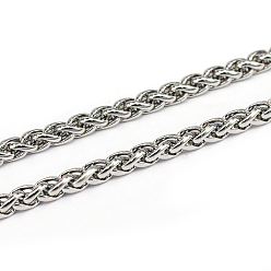 Stainless Steel Color 304 Stainless Steel Wheat Chains, Foxtail Chain, Unwelded, Stainless Steel Color, 6x4x1mm