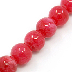 Red Natural Persian Jade Beads Strands, Dyed, Round, Red, 8mm, Hole: 1.2~1.5mm, about 50pcs/strand, 16 inch
