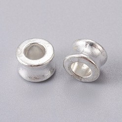 Silver Tibetan Style Alloy European Beads, Large Hole Beads, Barrel, Silver Color Plated, Lead Free & Cadmium Free, 8x5.5mm, Hole: 4.5mm