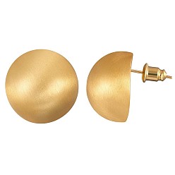 Golden Alloy Half Round Stud Earrings for Women, Golden, 18.5mm, Pin: 0.7mm