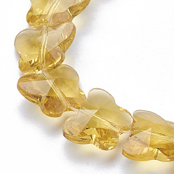 Light Khaki Transparent Glass Beads, Faceted, Butterfly, Light Khaki, 12x14.5x7.5mm, Hole: 1mm