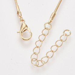 Light Gold Brass Round Snake Chain Necklace Making, with Lobster Claw Clasps, Light Gold, 18.5 inch(47.2cm), 1.2mm