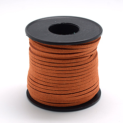 Chocolate Faux Suede Cords, Faux Suede Lace, Chocolate, 2.7x1.5mm, about 27.34 yards(25m)/roll