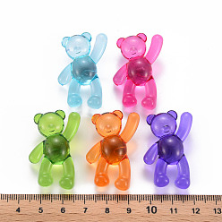 Mixed Color Transparent Acrylic Beads, Bear, Mixed Color, 37x28x13mm, Hole: 2.5mm, about 133pcs/500g