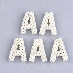 Letter Handmade ABS Plastic Imitation Pearl Woven Beads, Mixed Letters, Random Mixed Letters, 32~40x19~28x7~8mm