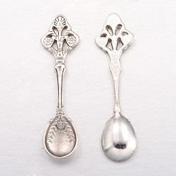 Antique Silver Tibetan Style Alloy Big Pendants, Kitchen Utensil Pendants, Spoon, Cadmium Free & Lead Free, Antique Silver Color, 59x15x4mm