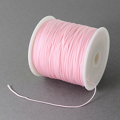 Pink Braided Nylon Thread, Chinese Knotting Cord Beading Cord for Beading Jewelry Making, Pink, 0.5mm, about 150yards/roll