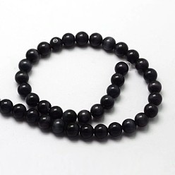 Noir Perles oeil de chat, ronde, noir, 8mm, Trou: 1.2mm, Environ 50 pcs/chapelet, 15.5 pouce