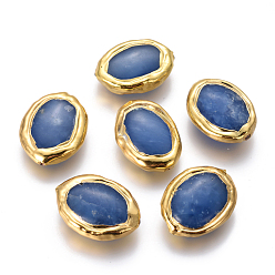 Natural Agate Natural Agate Beads, with Golden Plated Brass Findings, Oval, 20~22x15~17x5~7mm, Hole: 0.8mm