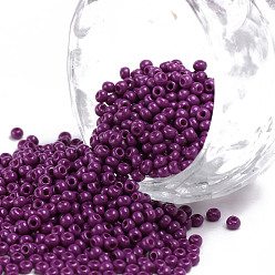 Orchid 11/0 Grade A Round Glass Seed Beads, Baking Paint, Orchid, 2.3x1.5mm, Hole: 1mm, about 48500pcs/pound