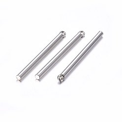 Stainless Steel Color 201 Stainless Steel Pendants, Bar, Stainless Steel Color, 32x2.5x2mm, Hole: 1.5mm