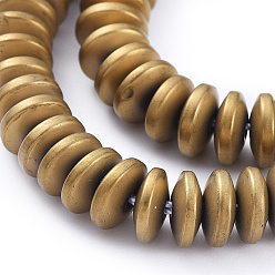 Antique Bronze Plated Electroplate Non-magnetic Synthetic Hematite Heishi Beads Strands, Flat Round/Disc, Antique Bronze Plated, 8x3mm, Hole: 1mm, about 76pcs/strand, 10 inch