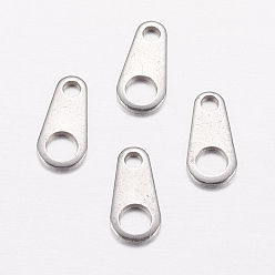 Stainless Steel Color 201 Stainless Steel Chain Tabs, Chain Extender Connectors, Oval, Stainless Steel Color, 8x4x0.5mm, Hole: 1mm and 2.5mm