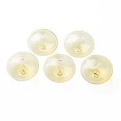 Шампанско-Желтый Прозрачные стеклянные бусины ручной работы из дутого стекла, узоров, плоско-круглые, шампанское желтый, 20~21x13~14 мм, отверстие : 1~2 мм