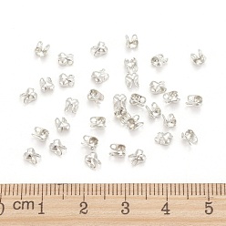 Platinum Iron Bead Tips, Calotte Ends, Cadmium Free & Lead Free, Clamshell Knot Cover, Platinum, 4x2mm, Hole: 1mm, 1.5mm inner diameter